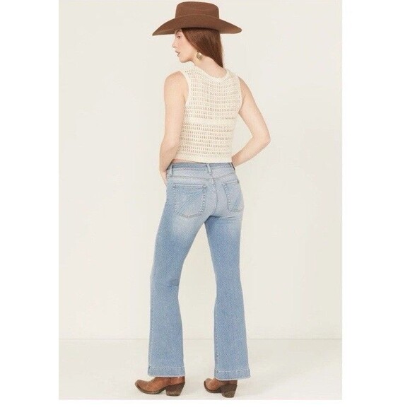 7 For All Mankind High Rise Dojo Flare Jean Light Wash Denim Raw Hem Women’s 28 - Picture 11 of 11